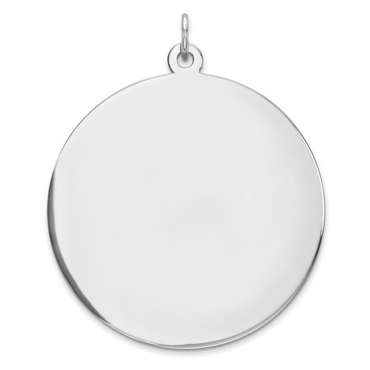 Sterling Silver Rhod-plated Eng. Rnd Polish Front/Back Disc Charm QM376