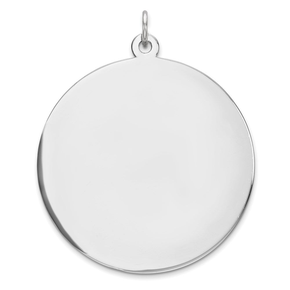 Sterling Silver Rhod-plated Eng. Rnd Polish Front/Satin Back Disc Charm QM376