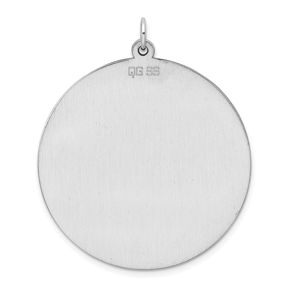 Sterling Silver Rhod-plated Eng. Rnd Polish Front/Satin Back Disc Charm QM377
