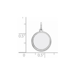 Sterling Silver Rhod-plated Eng. Rnd Polish Front/Satin Back Disc Charm QM378