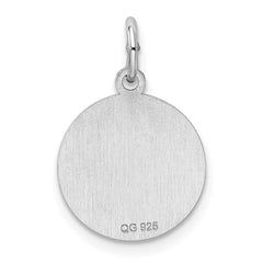 Sterling Silver Rhod-plated Eng. Rnd Polish Front/Back Disc Charm QM379
