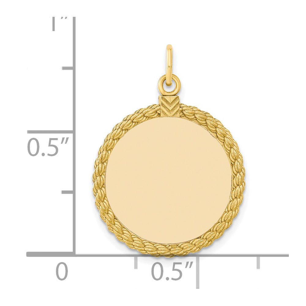 SS Gold Plate Engraveable Round with Rope Polished Front/Satin Back Disc QM385G_18