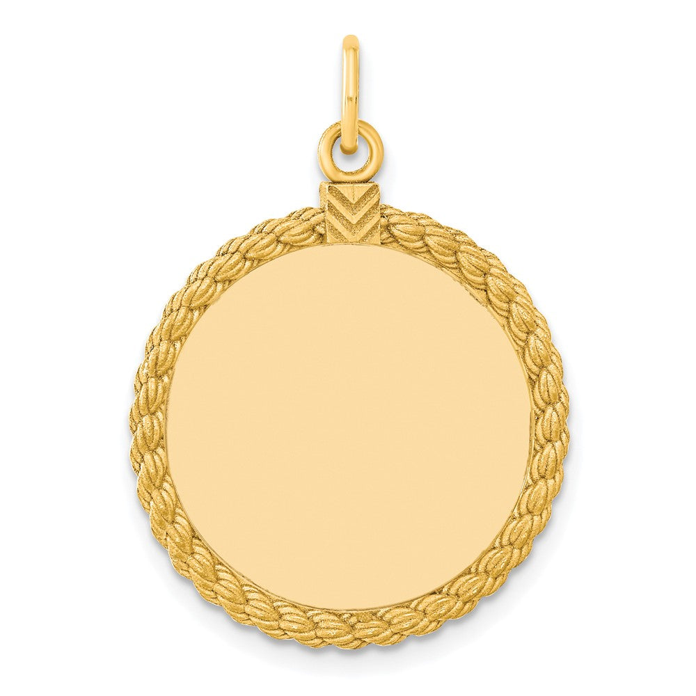 SS Gold Plate Engraveable Round with Rope Polished Front/Satin Back Disc QM385G_18