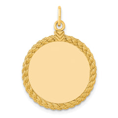 SS Gold Plate Engraveable Round with Rope Polished Front/Satin Back Disc QM385G_18