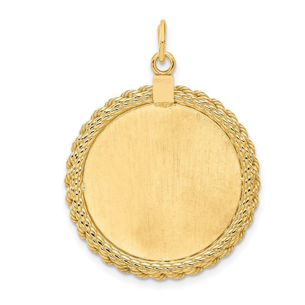 Sterling Silver GP Engraveable Round with Rope Polished Disc QM386G_18