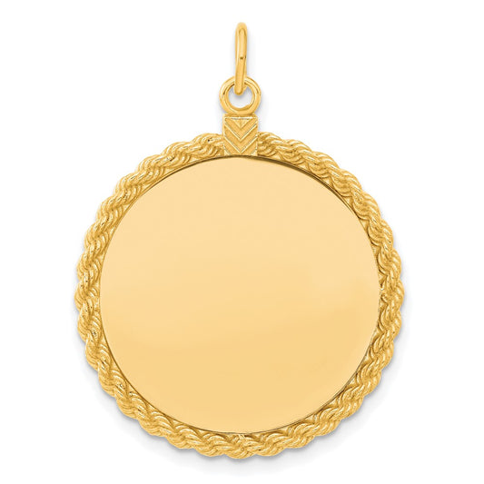 Sterling Silver GP Engraveable Round with Rope Polished Disc QM386G_18