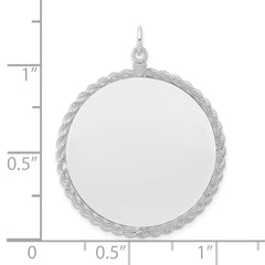 SS Rh-plt Engraveable Round with Rope Polished Front/Satin Back Disc QM387_18