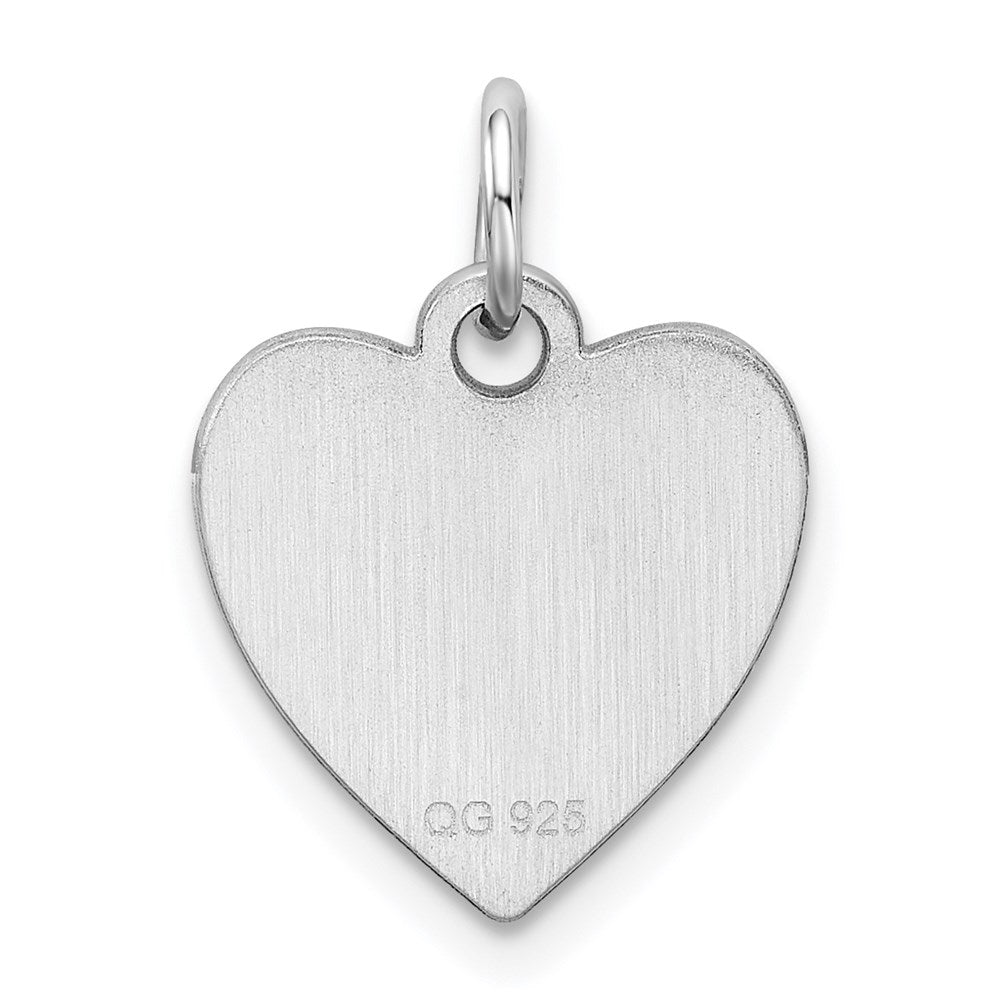 Sterling Silver Rhod-plated Eng. Heart Polish Front & Back Disc Charm QM390