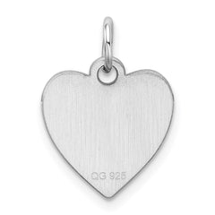 Sterling Silver Rhod-plated Eng. Heart Polish Front & Back Disc Charm QM390