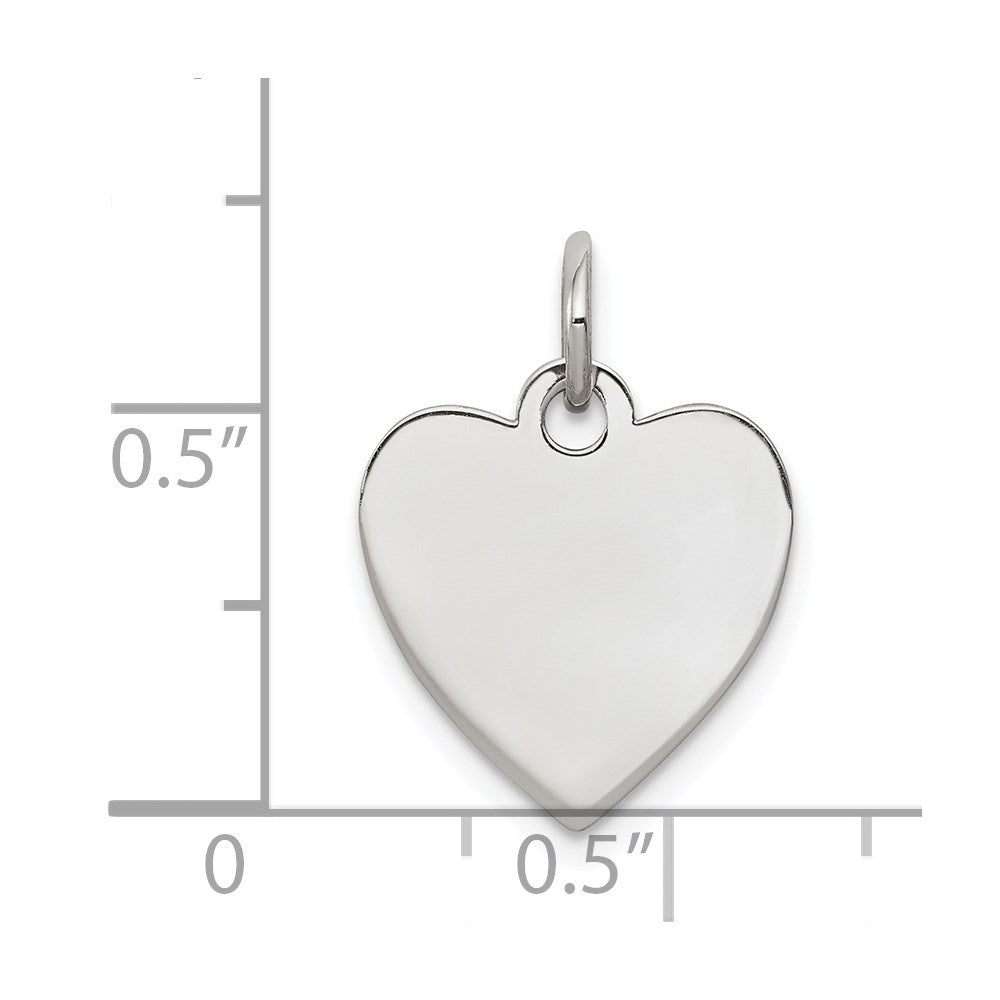 Sterling Silver Rhod-plated Eng. Heart Polish Front & Back Disc Charm QM390