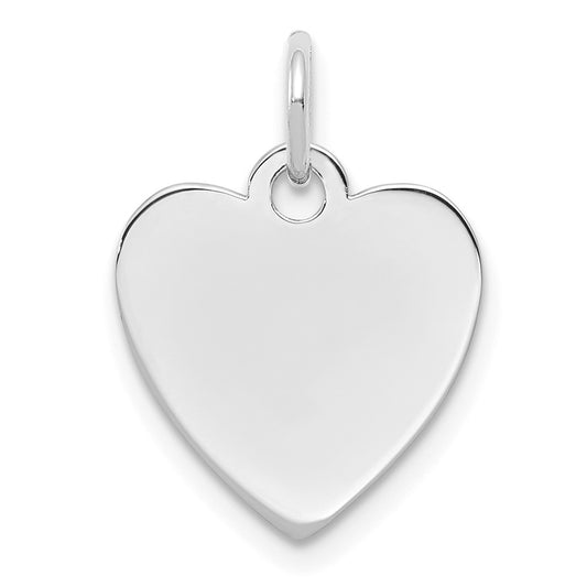 Sterling Silver Rhod-plated Eng. Heart Polish Front/Satin Back Disc Charm QM390