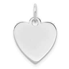 Sterling Silver Rhod-plated Eng. Heart Polish Front & Back Disc Charm QM390