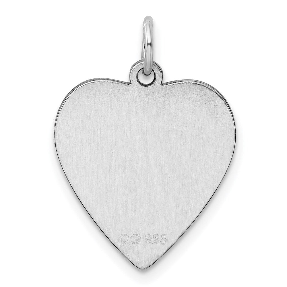 Sterling Silver Rhod-plated Eng. Heart Polish Front/Satin Back Disc Charm QM391