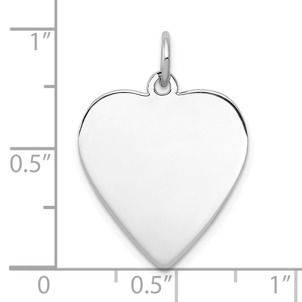 Sterling Silver Rh-plt Engraveable Heart Polished Front/Back Disc Charm QM391
