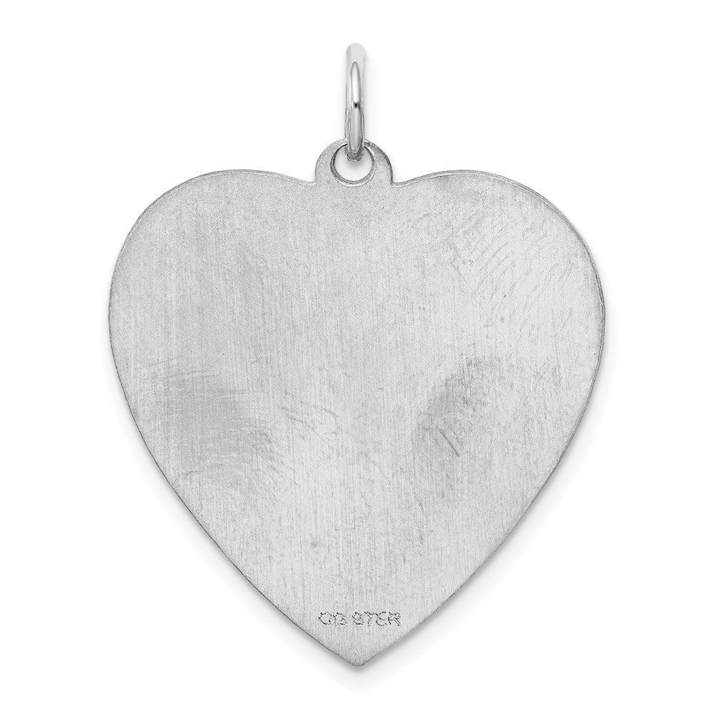 Sterling Silver Rh-plt Engraveable Heart Polished Front/Back Disc Charm QM394