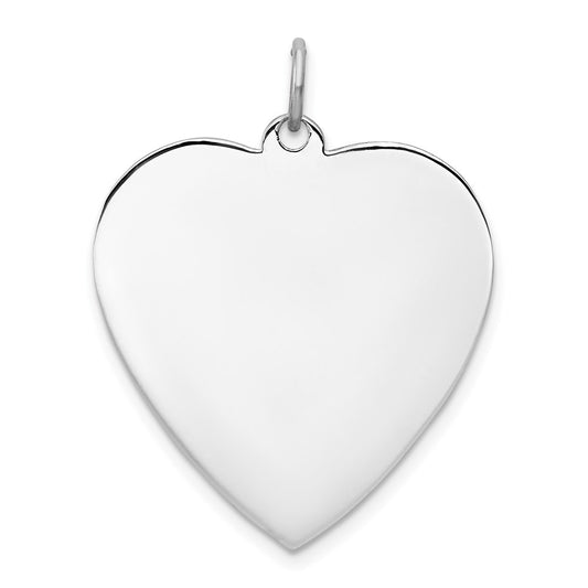 SS Rh-plt Engraveable Heart Polished Front/Satin Back Disc Charm QM394