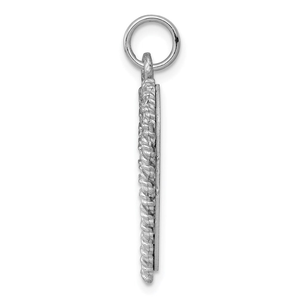 SS Rh-plt Engraveable Heart Polished Front/Satin Back Disc Charm QM396