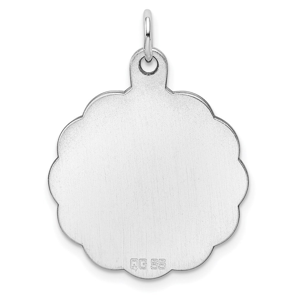 Sterling Silver Rh-plt Engraveable Polished Front/Satin Back Disc Charm QM416