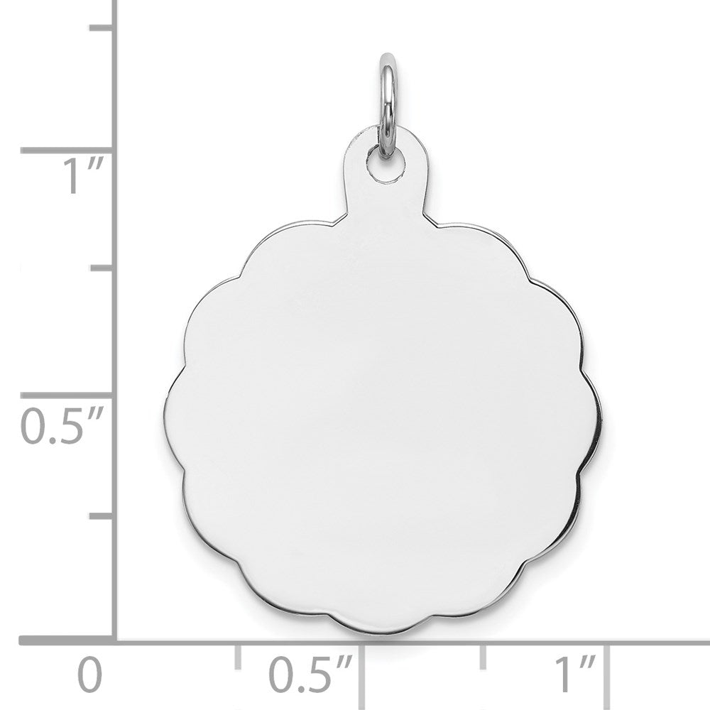 Sterling Silver Rh-plt Engraveable Polished Front/ Back Disc Charm QM416