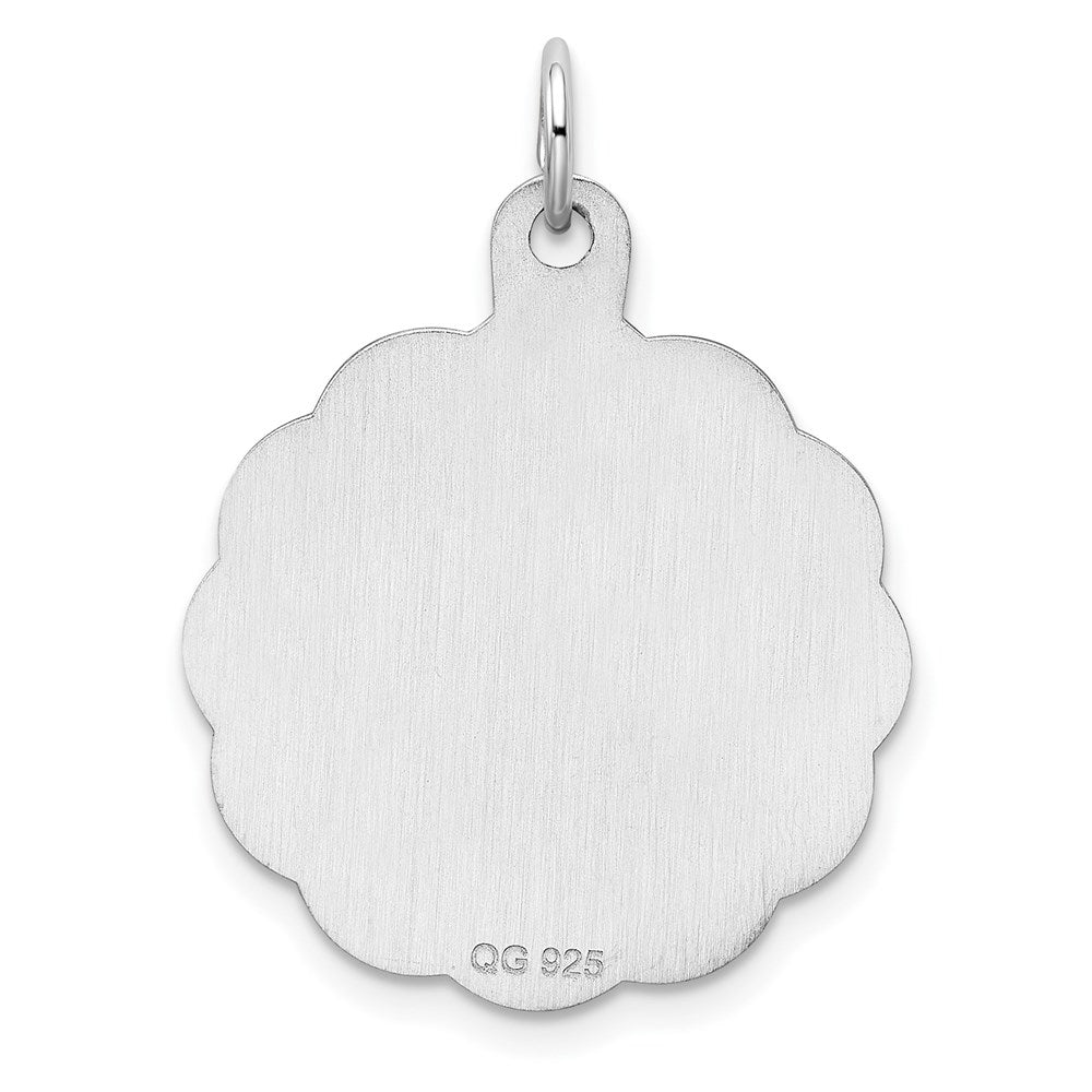 Sterling Silver Rh-plt Engraveable Polished Front/Satin Back Disc Charm QM420