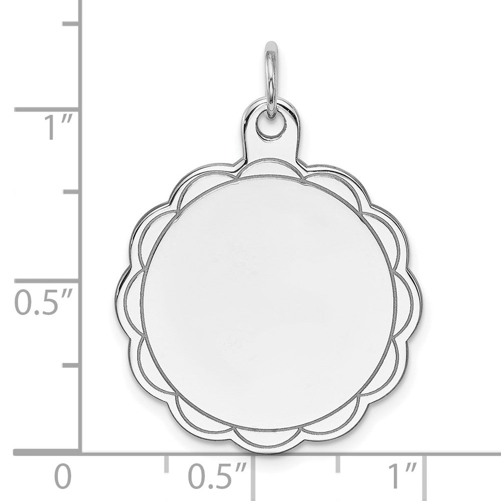 Sterling Silver Rh-plt Engraveable Polished Front/Satin Back Disc Charm QM420