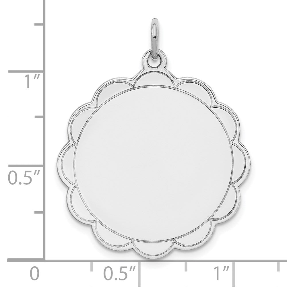 Sterling Silver Rh-plt Engraveable Polished Front/Satin Back Disc Charm QM421