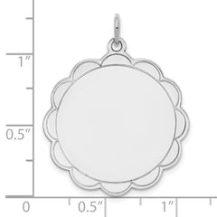 Sterling Silver Rh-plt Engraveable Polished Front/Satin Back Disc Charm QM421