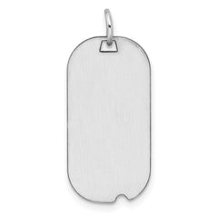 SS Rh-plt Engraveable Dog Tag Polished Front/Satin Back Disc Charm QM442