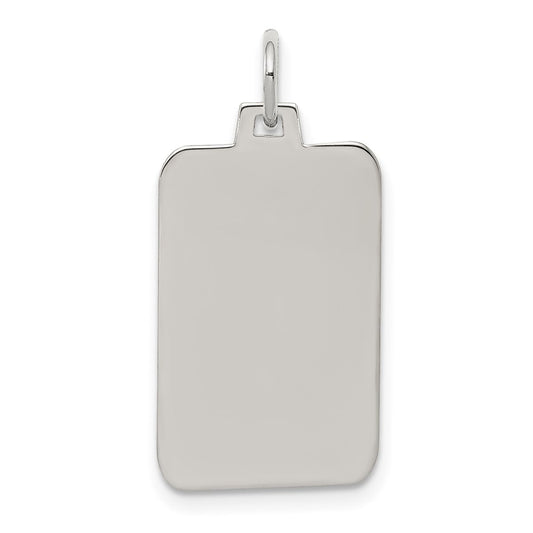 Sterling Silver Rhod.-plated Eng. Rect. Polish Front/Satin Back Disc Charm QM448