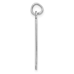 SS Rh-plt Engraveable Rectangle Polished Front/Satin Back Disc Charm QM450