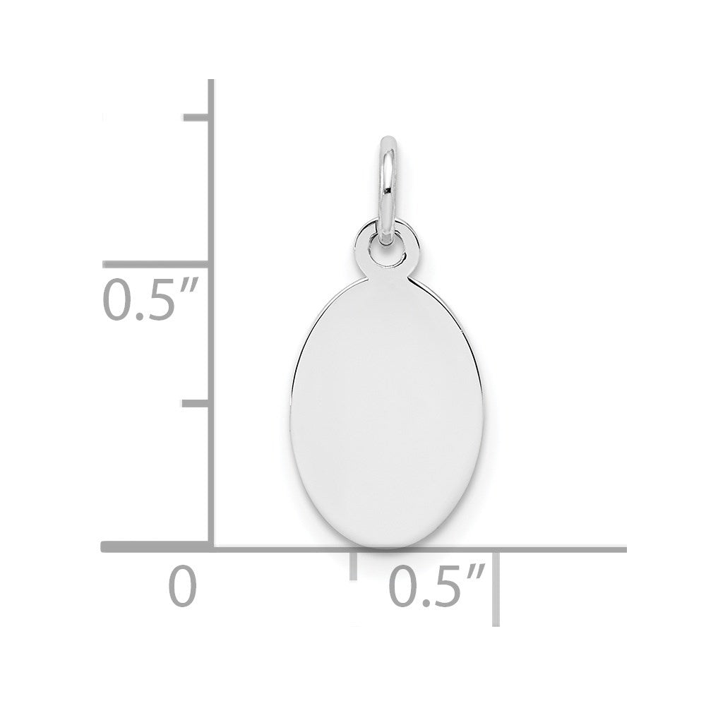 Sterl Silver Rh-plt Engraveable Oval Polished Front/Satin Back Disc Charm QM452