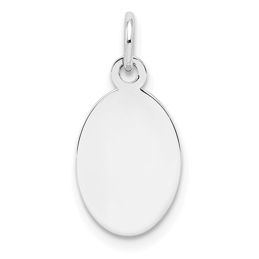 Sterl Silver Rh-plt Engraveable Oval Polished Front/Satin Back Disc Charm QM452