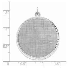 SS Rh-plt Engraveable Round Patterned Polished Front/Satin Back Disc QM469