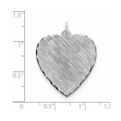 SS Rh-plt Engraveable Heart Patterned Polished Front/Satin Back Disc QM479