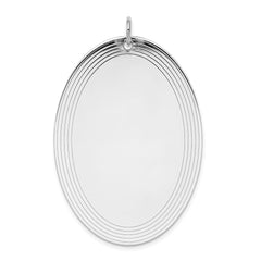 Sterl Silver Rh-plt Engraveable Oval Polished Front/Satin Back Disc Charm QM488