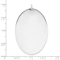 Sterl Silver Rh-plt Engraveable Oval Polished Front/Satin Back Disc Charm QM489