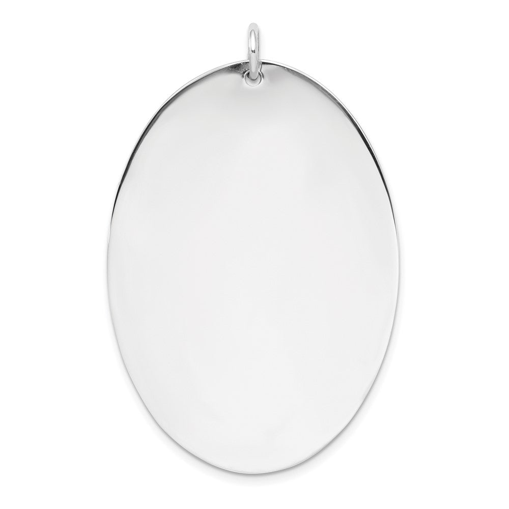 Sterl Silver Rh-plt Engraveable Oval Polished Front/Satin Back Disc Charm QM489