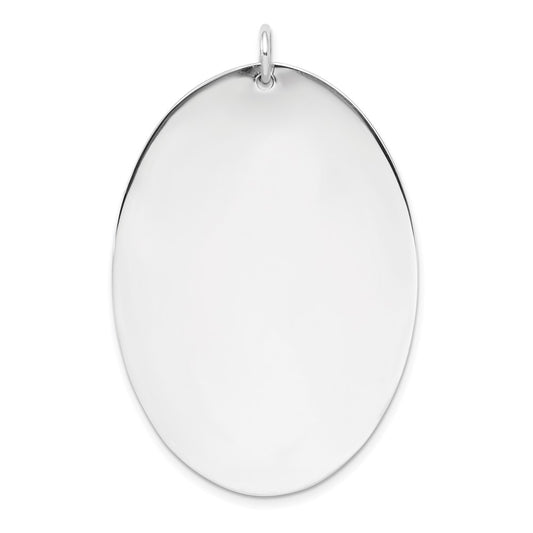 Sterl Silver Rh-plt Engraveable Oval Polished Front/Satin Back Disc Charm QM489