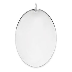 Sterl Silver Rh-plt Engraveable Oval Polished Front/Satin Back Disc Charm QM489