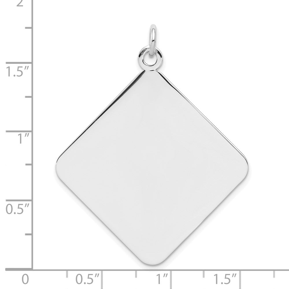 Sterling Silver Rh-plt Engraveable Polished Front/Satin Back Disc Charm QM493