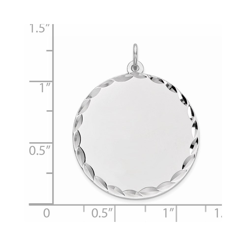 Sterling Silver Rhod-plated ENG. Round Polished Front/Back Disc Charm QM498