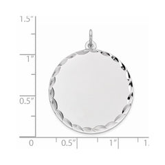 Sterling Silver Rhod-plated ENG. Round Polished Front/Back Disc Charm QM498