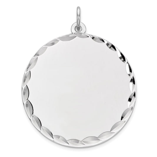 Sterling Silver Rhod-plated ENG. Round Polished Front/Back Disc Charm QM498