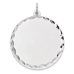 Sterling Silver Rhod-plated ENG. Round Polished Front/Back Disc Charm QM498