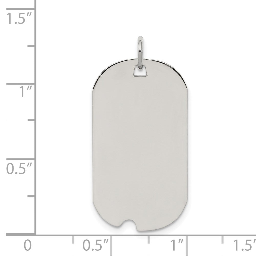 Sterling Silver Rhod-plate Eng. Dog Tag Polish Front/Satin Back Disc Charm QM504