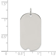 Sterling Silver Rhod-plate Eng. Dog Tag Polish Front/Satin Back Disc Charm QM504