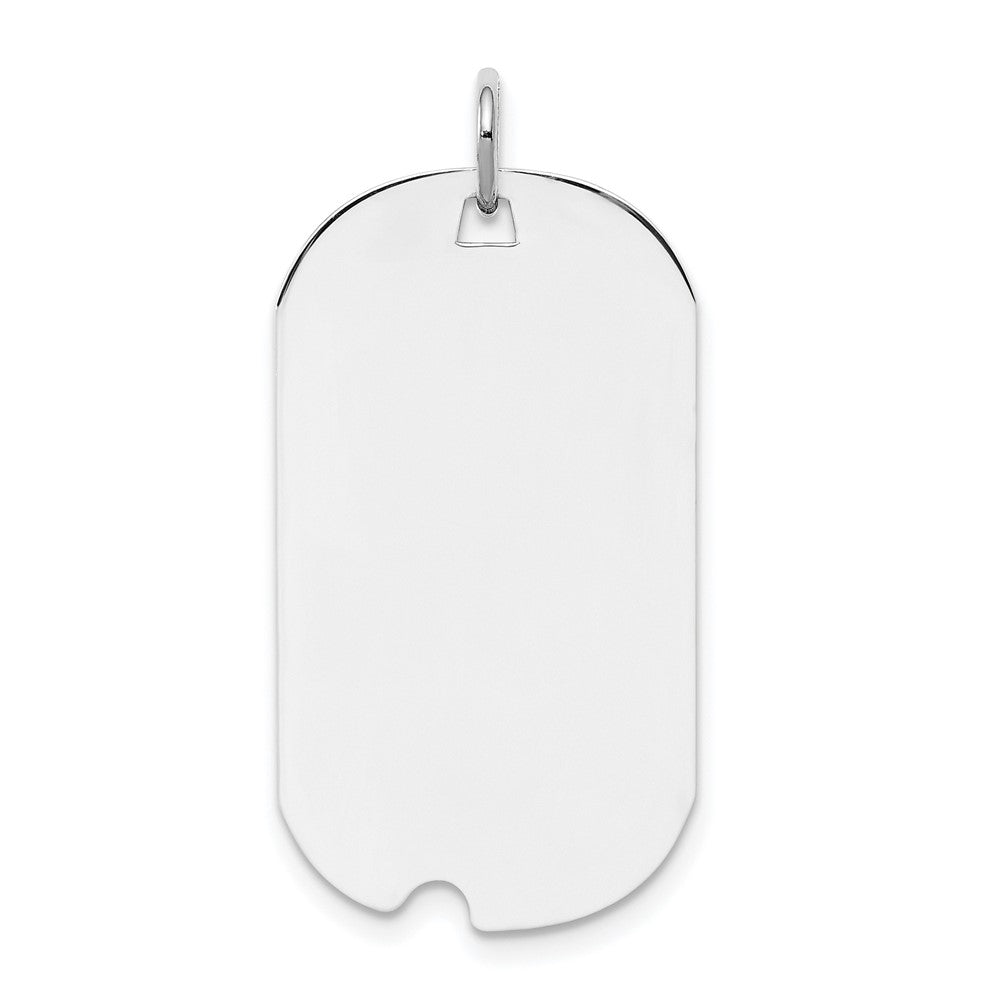 Sterling Silver Rhod-plate Eng. Dog Tag Polish Front/Satin Back Disc Charm QM504