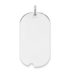 Sterling Silver Rhod-plate Eng. Dog Tag Polish Front/Satin Back Disc Charm QM504