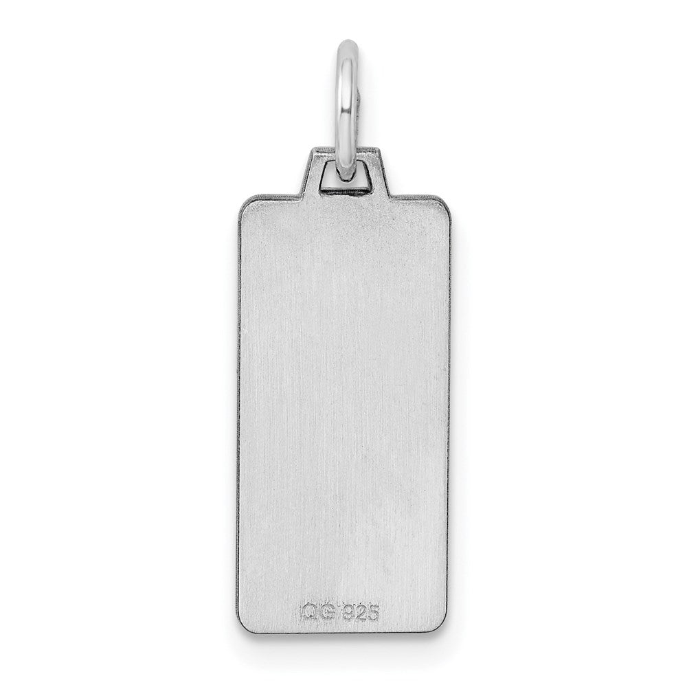 Sterling Silver Rhod-plate Eng. Rect. Polish Front & Back Disc Charm QM507