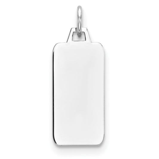 Sterling Silver Rhod-plate Eng. Rect. Polish Front & Back Disc Charm QM507